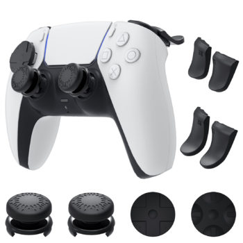 Joystick Caps Set for DualSense PS5 Controller - 1 Pair Thumb Grip, 2 Pairs Mid & Long L2 R2 Trigger Extenders and 1 Pair D-Pad Buttons Caps, Game Accessories for Sony PS5 Dualsense Controller