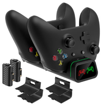 Dual Charging Station for Xbox One/ One S/ One X Controller - Dual Controller Charging Station for Xbox One/One S/One X Wireless Controllers with LED Indicator & 2 Rechargeable Battery Packs
