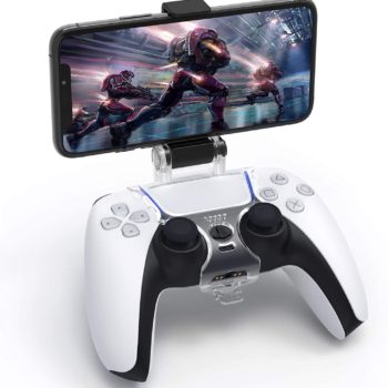 Auarte PS5 Controller Mobile Gaming Clip - DualSense Controller Phone Mount Adjustable Phone Bracket Holder Clamp Compatible with Playstation 5 Dualsense Wireless Controller