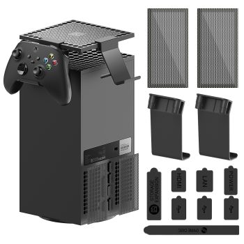 Dust Cover Controller Mount for Xbox Series X - 2 in 1 Game Accessories with Dust Filter Cover for Xbox Series X Console and 2 Holder Hanger Stand for Xbox Series X Controller & Gaming Headset